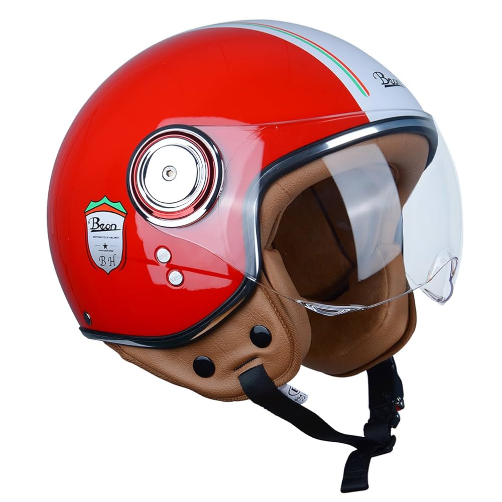 Amazon.com: BEON Motorcycle Half Helmet with Visor, 3/4